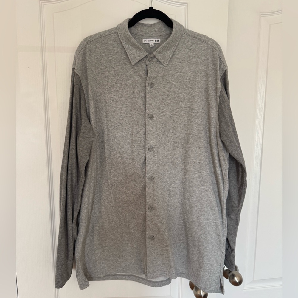 Uniqlo x JW Anderson Gray 2 tone button down long sleeves shirt